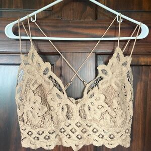 Free People Lace Bandeau in Beige